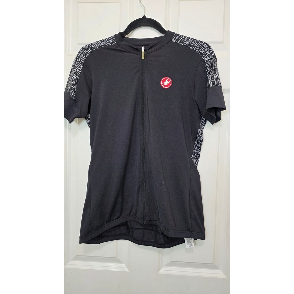 Castelli Cycling Jersey Womens Large Black Short Sleeve Full Zip S14-15230 Bike